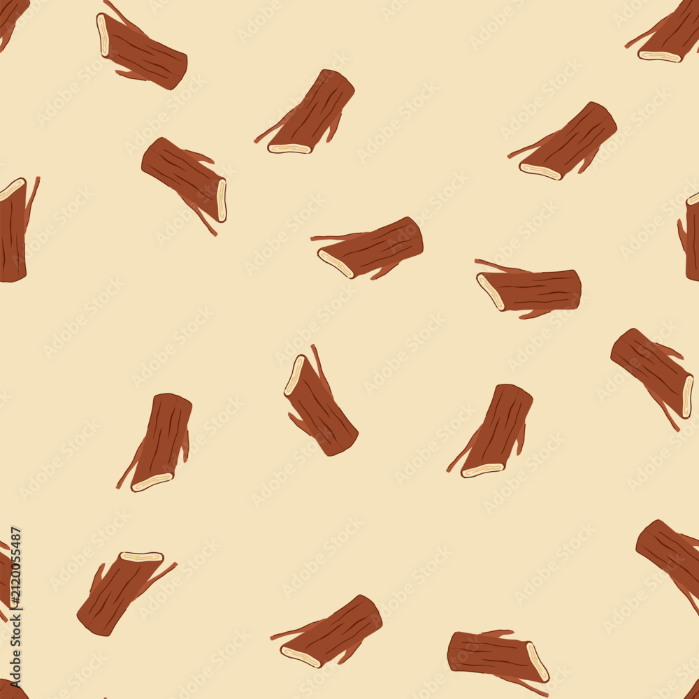 Obraz premium pattern timber wood log cartoon. texture stump, lumber fire, nature round timber wood log sign. seamless vector illustration