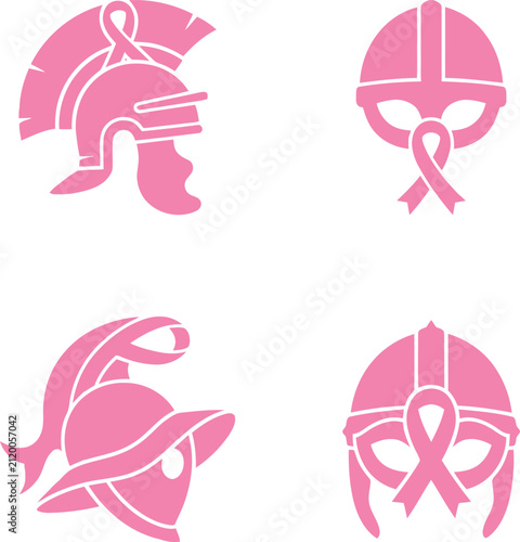 Breast Cancer Warrior Helmet Vector Clipart Spartan Viking Gladiator Set