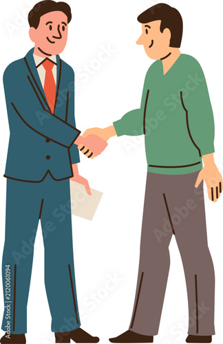Two Businessmen Shaking Hands Deal Agreement Illustration