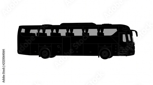 Black silhouette of a passenger bus. Side view of a coach vehicle for public transport.