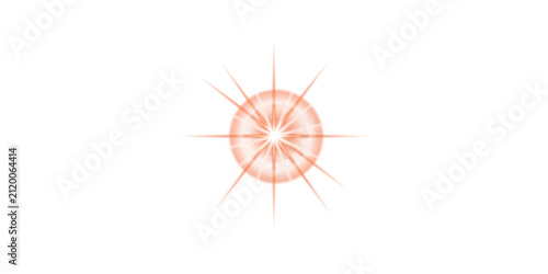 Abstract Radiant Star Burst Light Flare With Orange Glow and Shining Radial Spark on Black Background