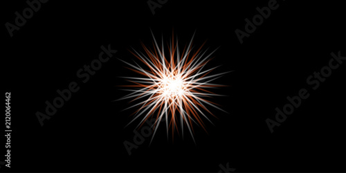 Foto Abstract Radiant Star Burst Light Flare With Orange Glow and Shining Radial Spar