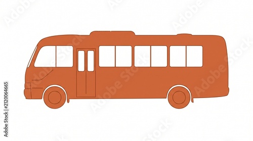 Orange bus icon on white background. Simple flat vector illustration of a passenger coach.
