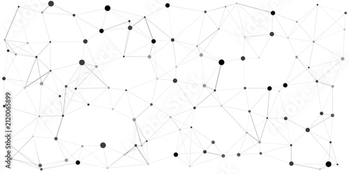 Abstract network of interconnected dots and lines representing data flow, network structure, or digital connections.