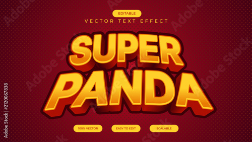 Super panda hero 3d editable text effect style