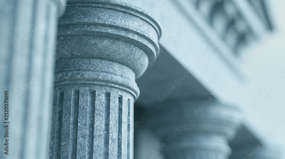 Fototapeta premium Close-up of ancient stone columns, representing justice, law, and historical architecture