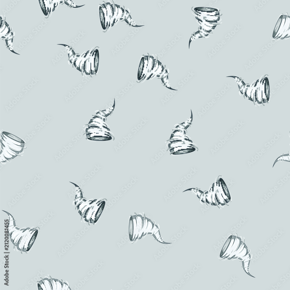 Fototapeta premium seamless pattern destruction tornado cartoon. cloud thunderstorm, clouds wind, hurricane dangerous destruction tornado sign vector