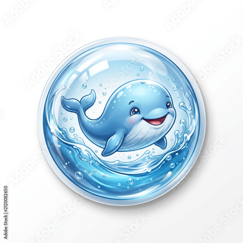 Adorable Dolphin Swimming in Blue Ocean Bubble 3D Art