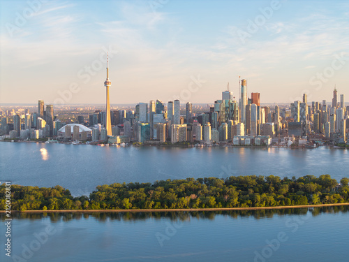 CN Tower and Toronto skyline in warm early light
