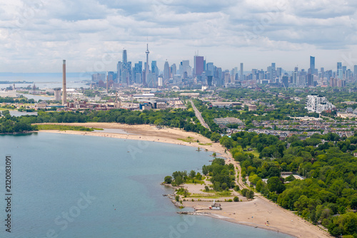 Downtown Toronto skyline above the east waterfront