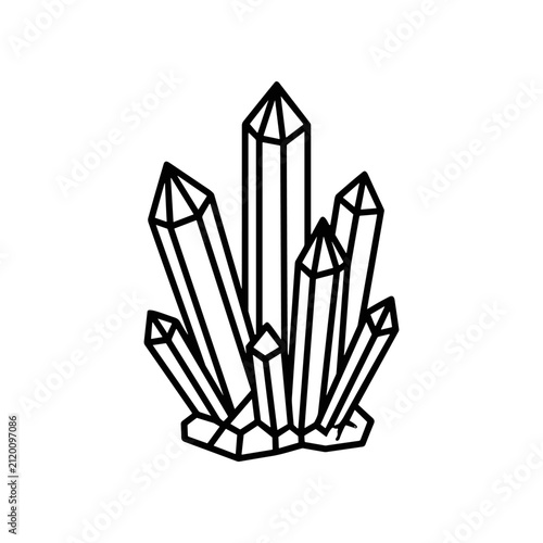 Canvastavla Black line art crystal cluster formation.