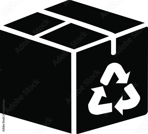 Eco friendly packaging sustainable box recycling symbol vector icon