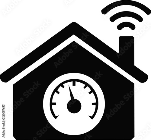 Smart home thermostat energy efficiency HVAC temperature control vector icon