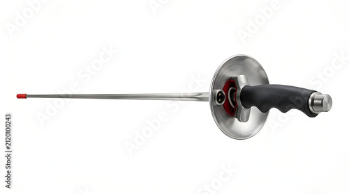  Single Professional Olympic Style Fencing Foil Weapon Featuring an Ergonomic Black Rubberized Grip and Polished Metal Bell Guard