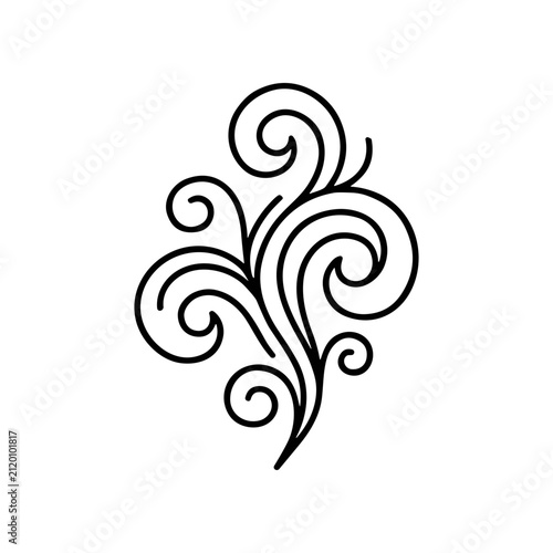 Ornate Swirling Floral Line Art Design.