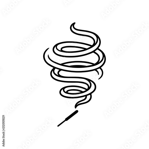 Black swirling spiral line drawing symbol.