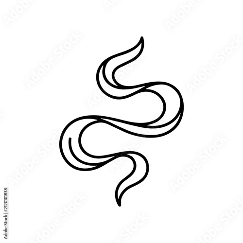 Black line art flame icon symbol.