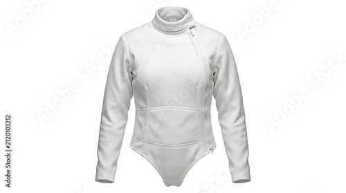 Professional White Fencing Jacket Front View Specialized Protective Clothing for Fencers Training and Competition Uniform Tunic for Combat Sports Padded Gear for Athlete Safety and Performance
