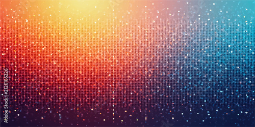 Fotografie Abstract Colorful Mosaic Dots Background with Glowing Rainbow Pixel Light Patter