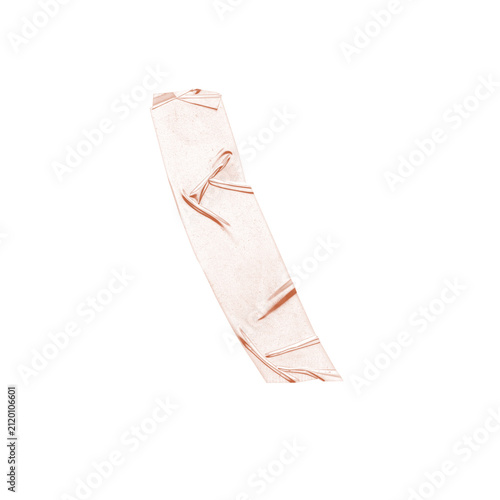 Soft Peach Curved Washi Tape with Creases on White Background