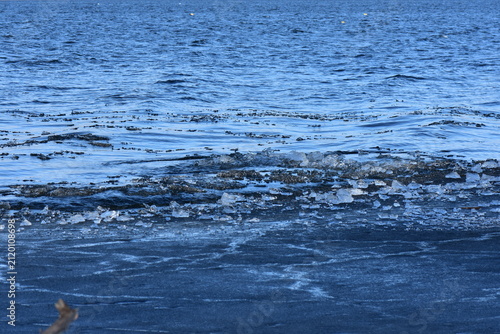 Bild auf Leinwand Ice hummocks on the river in winter, closeup of photo