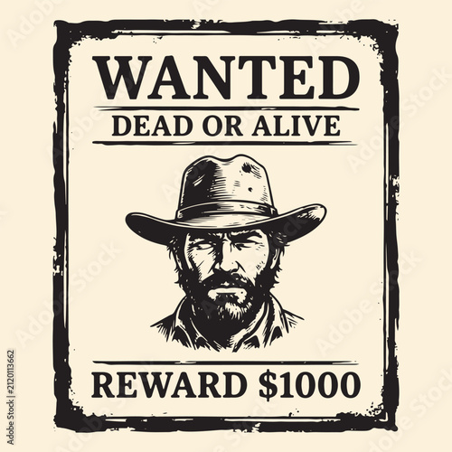 Vintage Western Wanted Dead or Alive Cowboy Poster