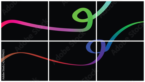 Vibrant flowing gradient ribbon curve abstract graphic design element on a dark background showcasing artistic movement