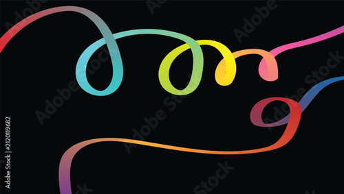 Vibrant flowing lines with gradient colors create an abstract dynamic pattern for modern design projects