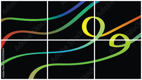 Dynamic flowing abstract colorful gradient lines creating a modern digital graphic art design on a dark background