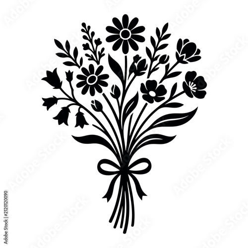 Wildflower Bouquet Floral Vector Silhouette SVG for Cricut Design