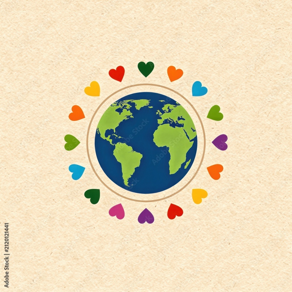 Obraz premium Colorful Earth with Hearts