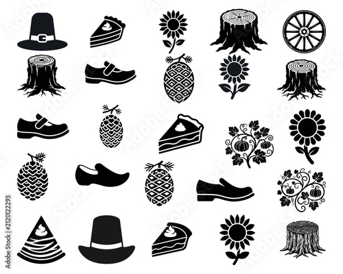 Autumn Harvest Vector Icons Black Silhouette SVG Bundle Collection