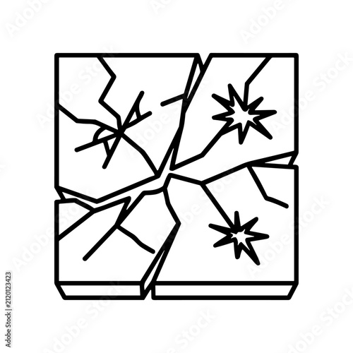 Cracked broken glass fragments closeup.