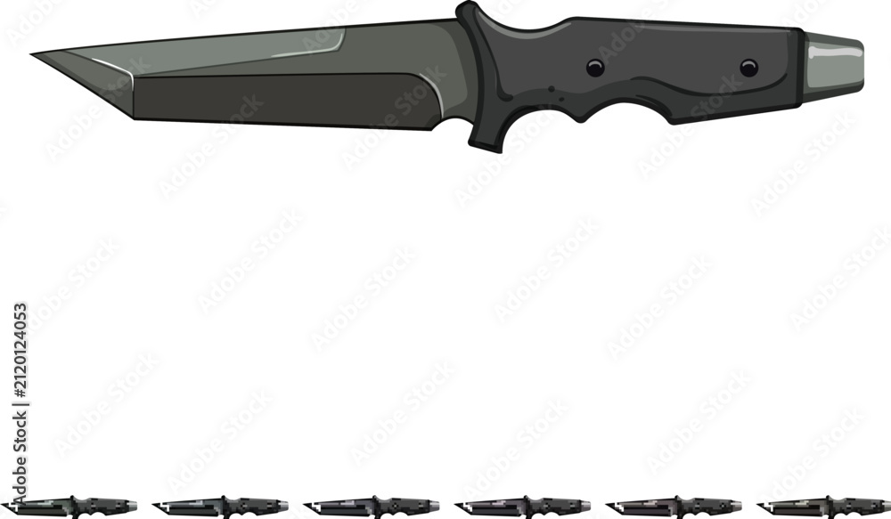 Obraz premium handle military knife cartoon. handle military knife sign colorful illustration