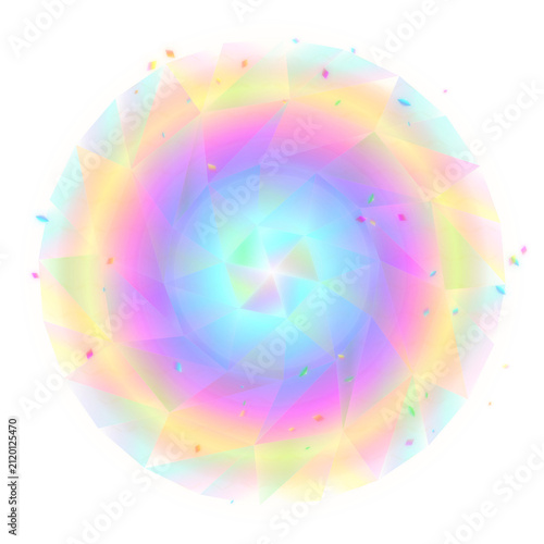 Abstract geometric prism shield with colorful kaleidoscope pattern