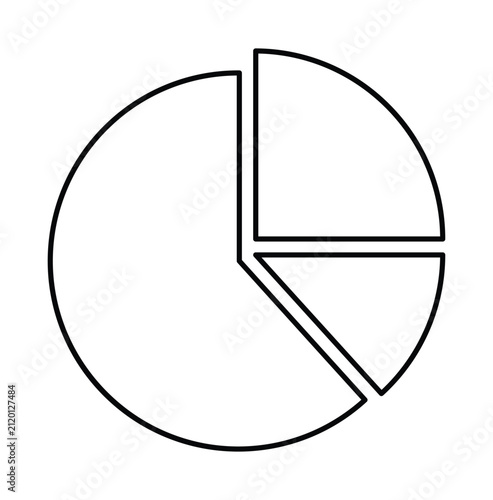 Simple line art illustration of a circular pie chart divided into three distinct segments.