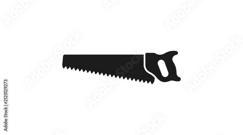 Black silhouette of a hand saw on a white background.