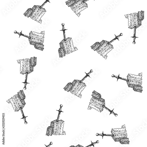 Fotografía seamless pattern arthur sword stone hand drawn