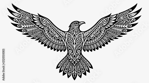 Bild auf Leinwand Detailed eagle with spread wings design.