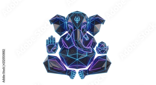 Geometric Ganesha Illustration with Vibrant Colors.