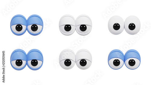 A collection of six pairs of cartoon eyes with different eyelid expressions