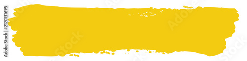 Isolated thick yellow paint brush stroke, single watercolor banner with textured grunge edges vector illustration