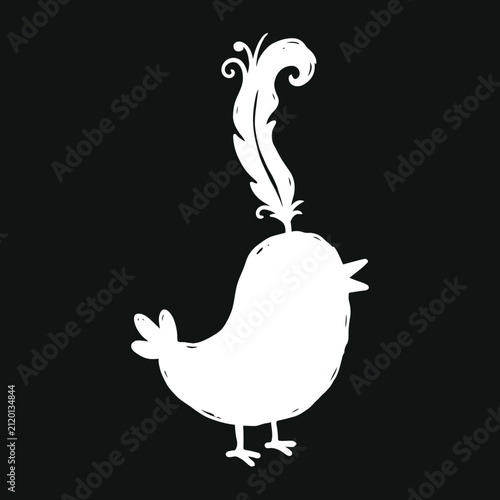 Фотография White Silhouette Of A Cartoon Chicken.