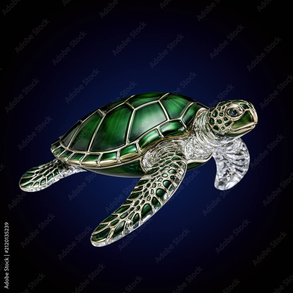 Fototapeta premium Green Sea Turtle with Metallic Shell