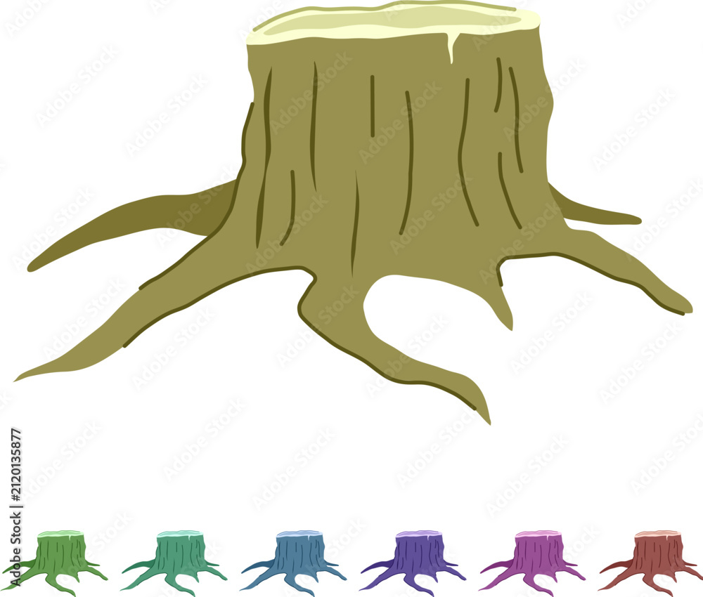 Obraz premium growth stump cartoon. wooden stump, texture life, log forest growth stump sign vector