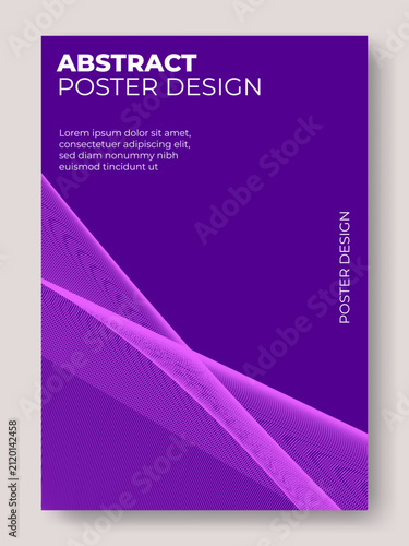 Modern Purple Abstract Poster Template with Dynamic Linear Wave Mesh