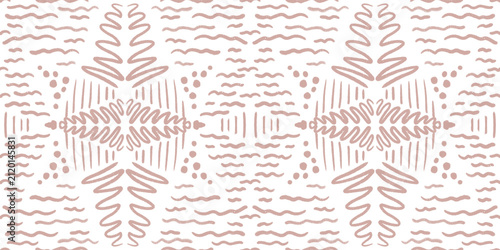 Soft Blush Hand Drawn Abstract Seamless Pattern With Organic Lines Modern Scandinavian Boho Texture Background