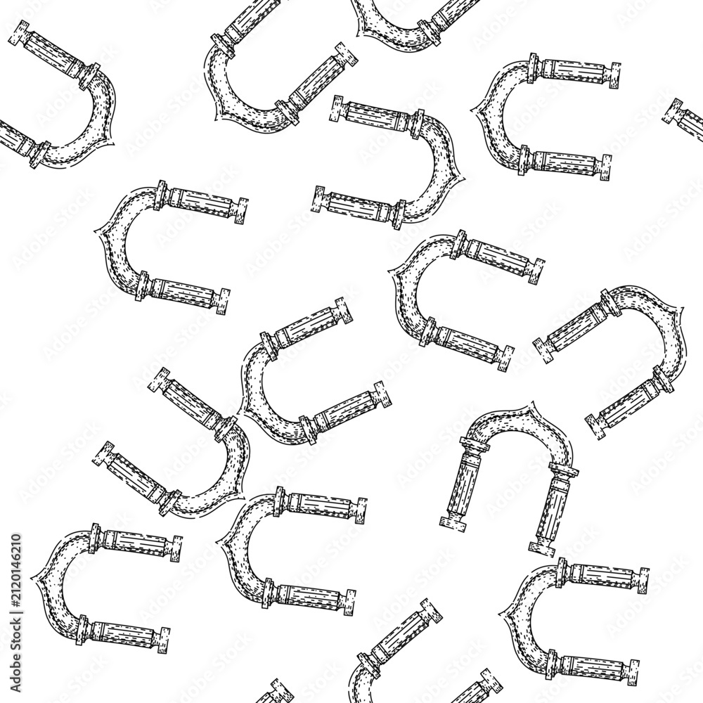 Fototapeta premium seamless pattern Ancient arch illustration presenting a historical architectural element with an ornate arched top resting on classic pillars, symbolizing an entrance or gateway in a vintage hand