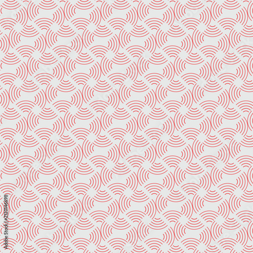Seamless Red Geometric Wave Pattern Background, Modern Abstract Minimal Repeating Design