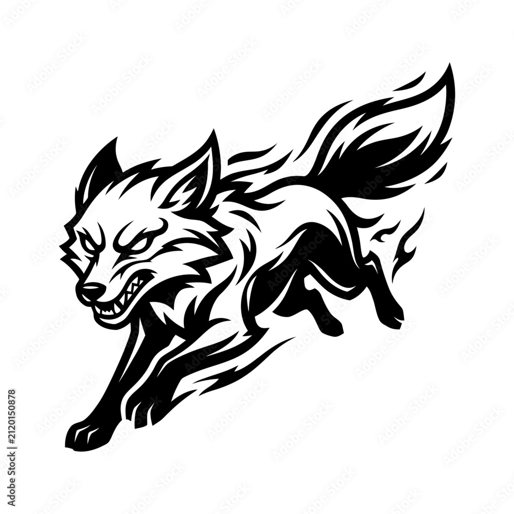 Obraz premium Athletic running wolf mascot illustration.